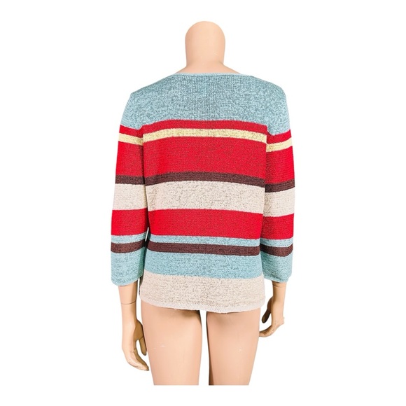 Pendleton Cotton Blend Knit Boatswain Collar Striped Sweater - Multicolor - Picture 4 of 7